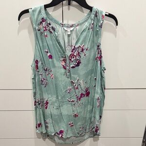 Sonoma Teal Floral Sleeveless Blouse size medium